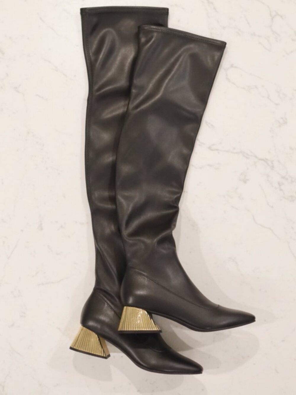 Katy Perry Women's The Clarra Black Faux Leather Tall Over-The-Knee Boots SZ 10M - Picture 3 of 4